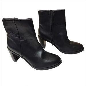 Seychelles black leather booties 3” heels Size 11